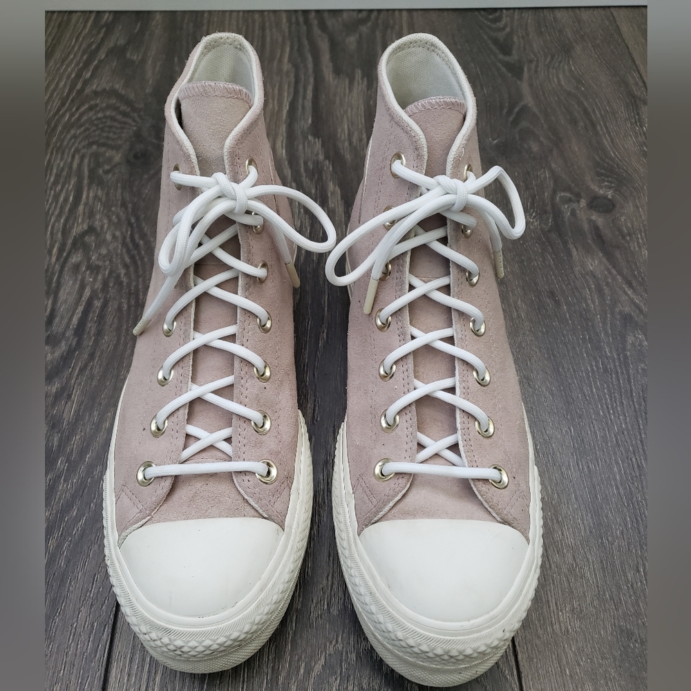 Converse Chuck Taylor All Star Lift Platform Suede High Top Sneakers Stone Mauve